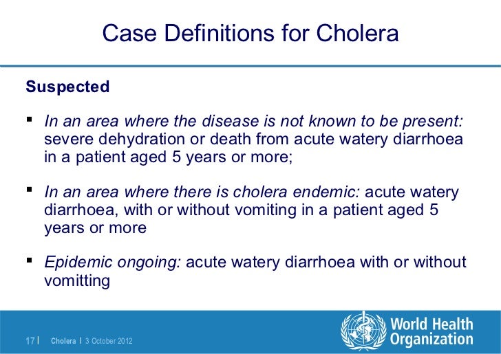 Cholera WHO & Lancet statements.
