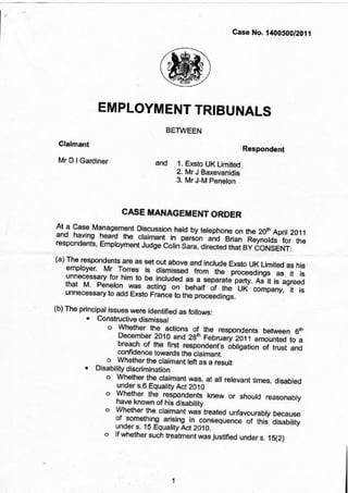 Case management order