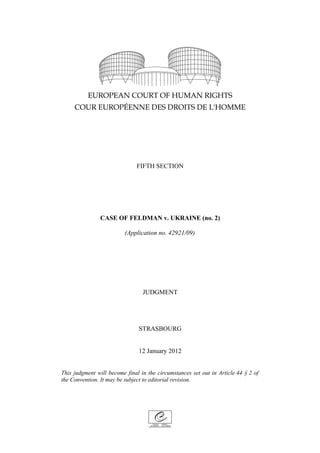Case of feldman v. ukraine (no. 2)