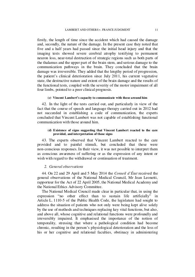 Case Of Lambert And Others V France English Version - 