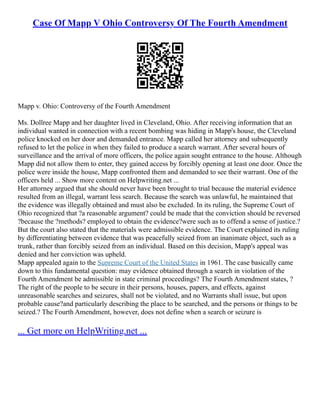 Case Of Mapp V Ohio Controversy Of The Fourth Amendment PDF Case Of Mapp V Ohio Controversy Of The Fourth Amendment PDF