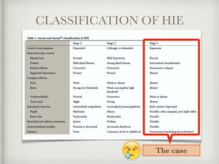 CLASSIFICATION OF HIE
The case
 