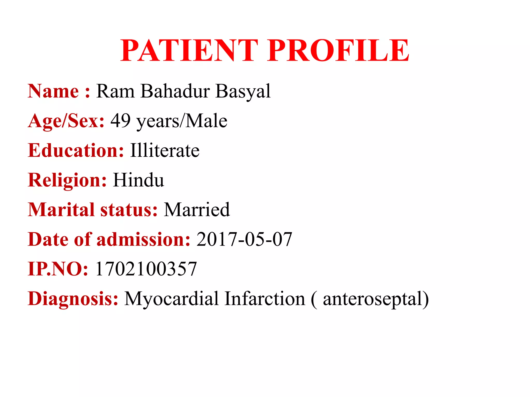 Case presentation on Myocardial Infarction | PPTX