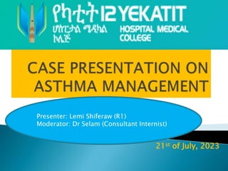 21st of July, 2023
Presenter: Lemi Shiferaw (R1)
Moderator: Dr Selam (Consultant Internist)
 