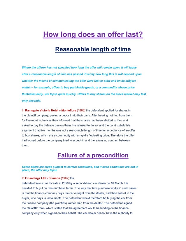 Law of Contract Cases