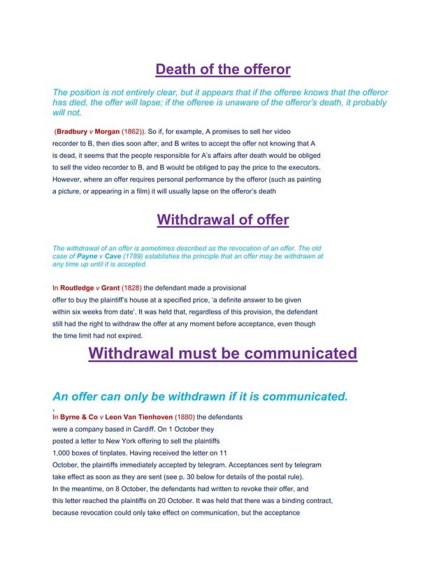 Law of Contract Cases