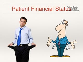 Physical LimitationsPatient Related 
Contended 
Contraindications 
❖ Limited mouth opening 
❖ Inability to recline the patient 
 