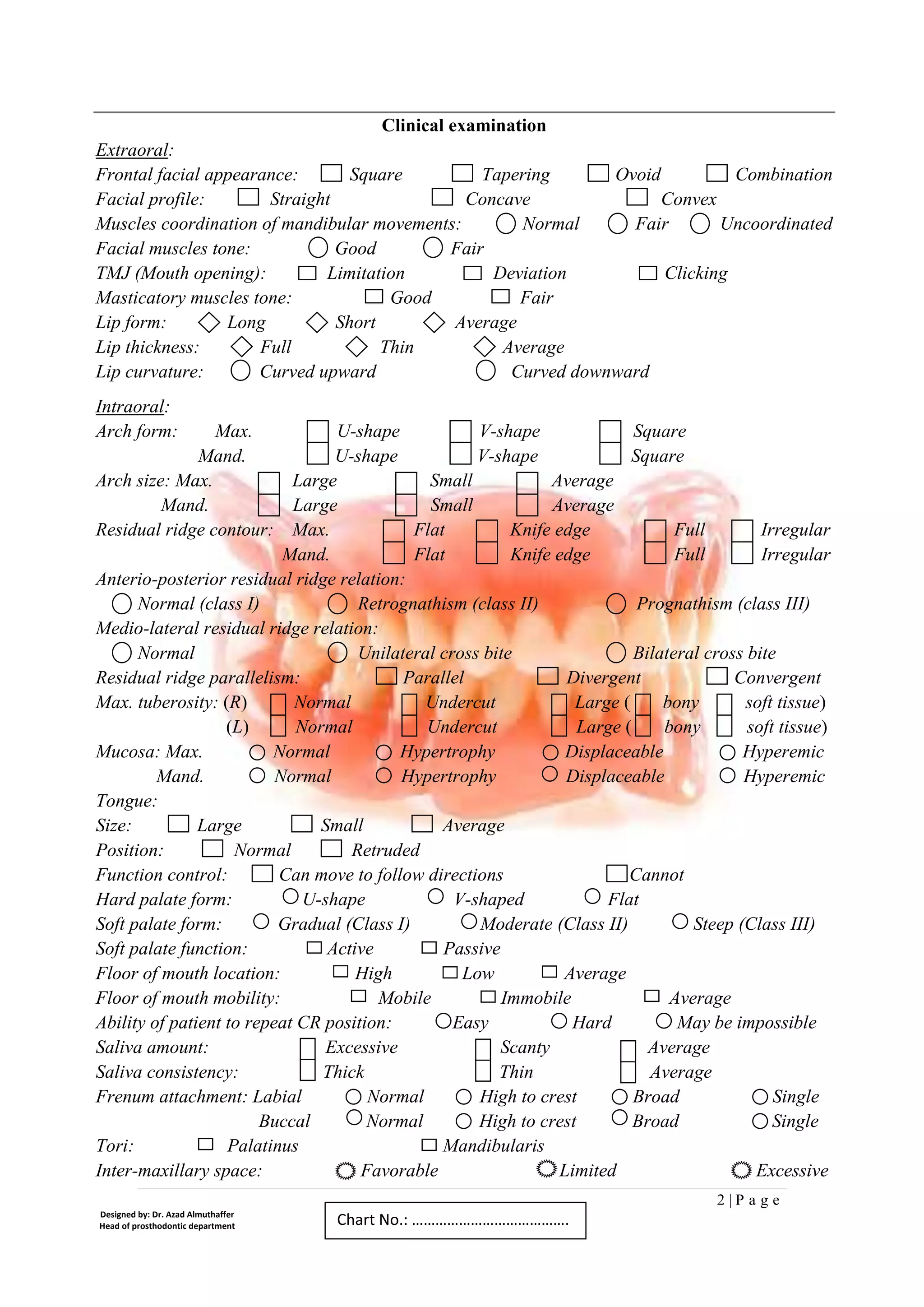 Case sheet complete denture azad almuthaffer | PDF