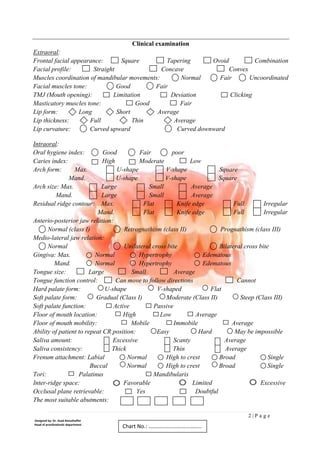 Case sheet removable partial denture azad almuthaffer | PDF
