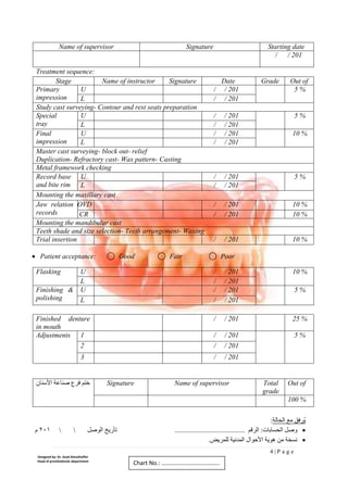 Case sheet removable partial denture azad almuthaffer | PDF