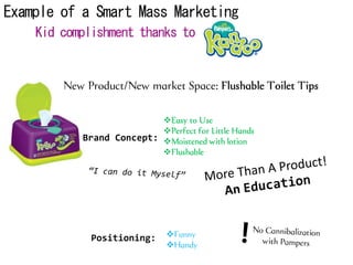 Example of a Smart Mass Marketing
    Kid complishment thanks to




                          
                          
           Brand Concept: 
                          




             Positioning:   
                            
 