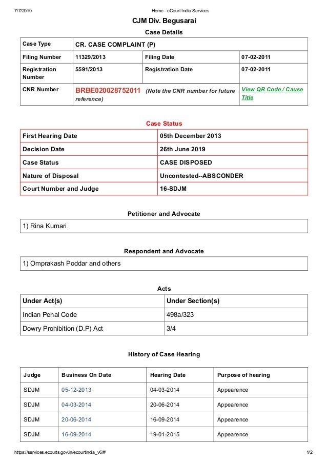 Cnr Number Madras High Court Case Details Supreme Court Case