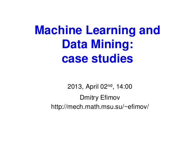 Introduction to Machine Learning (case studies)
