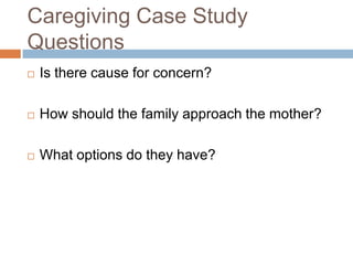 ARGEC Case studies Family Caregiving of Older Adults | PDF