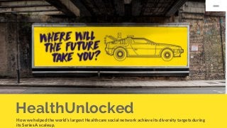 HealthUnlocked
How we helped the world’s largest Healthcare social network achieve its diversity targets during
its Series A scaleup.
 