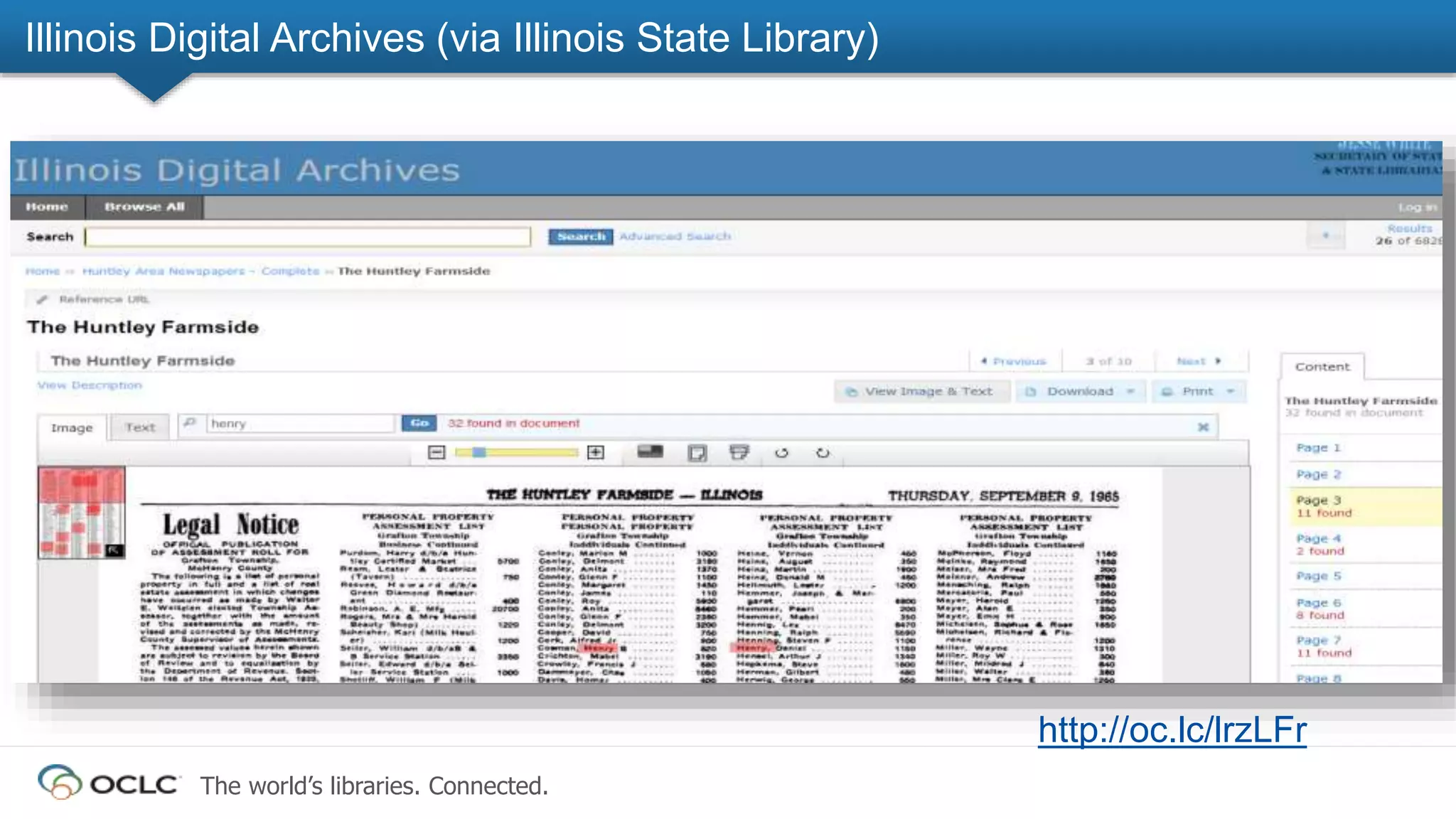 The world’s libraries. Connected.
Illinois Digital Archives (via Illinois State Library)
http://oc.lc/lrzLFr
 