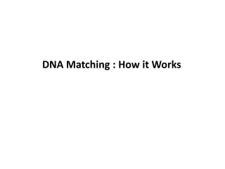 DNA Matching : How it Works
 