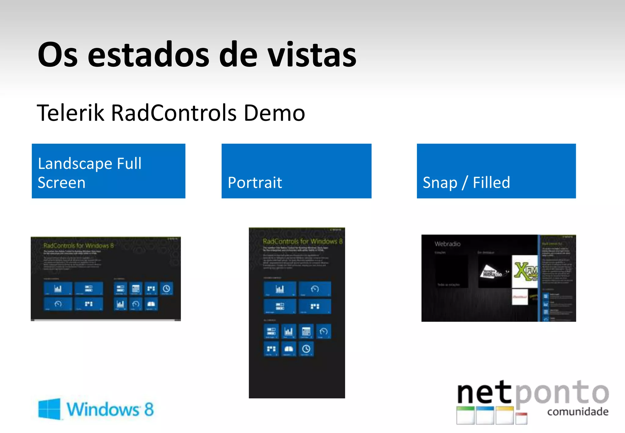 Os estados de vistas
Telerik RadControls Demo
 