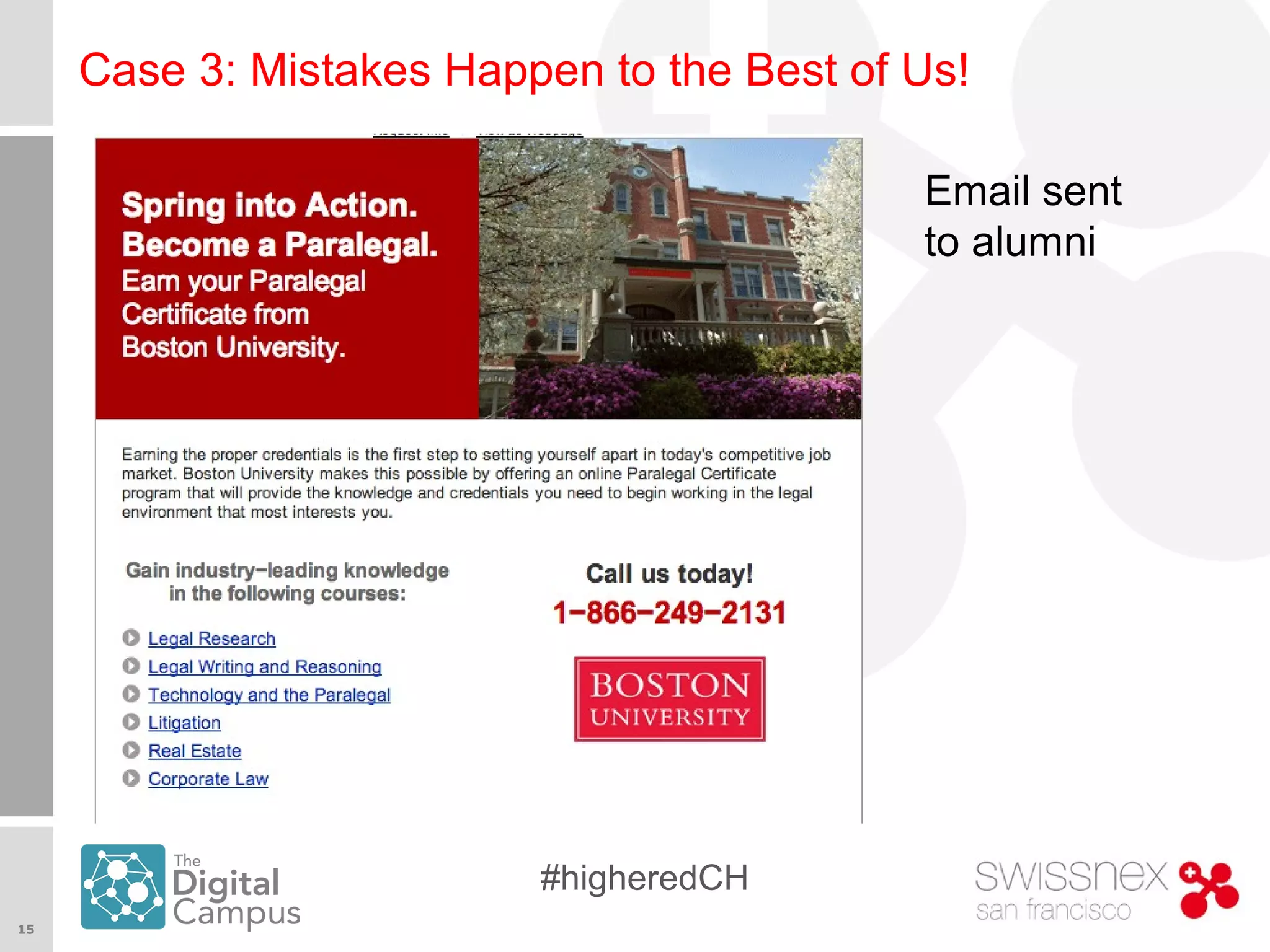 15
#higheredCH
Case 3: Mistakes Happen to the Best of Us!
Email sent
to alumni
 
