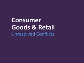 Consumer
Goods & Retail
Unresolved Conflicts
 