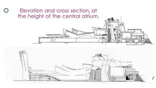 Elevation and cross section, at
the height of the central atrium.
 