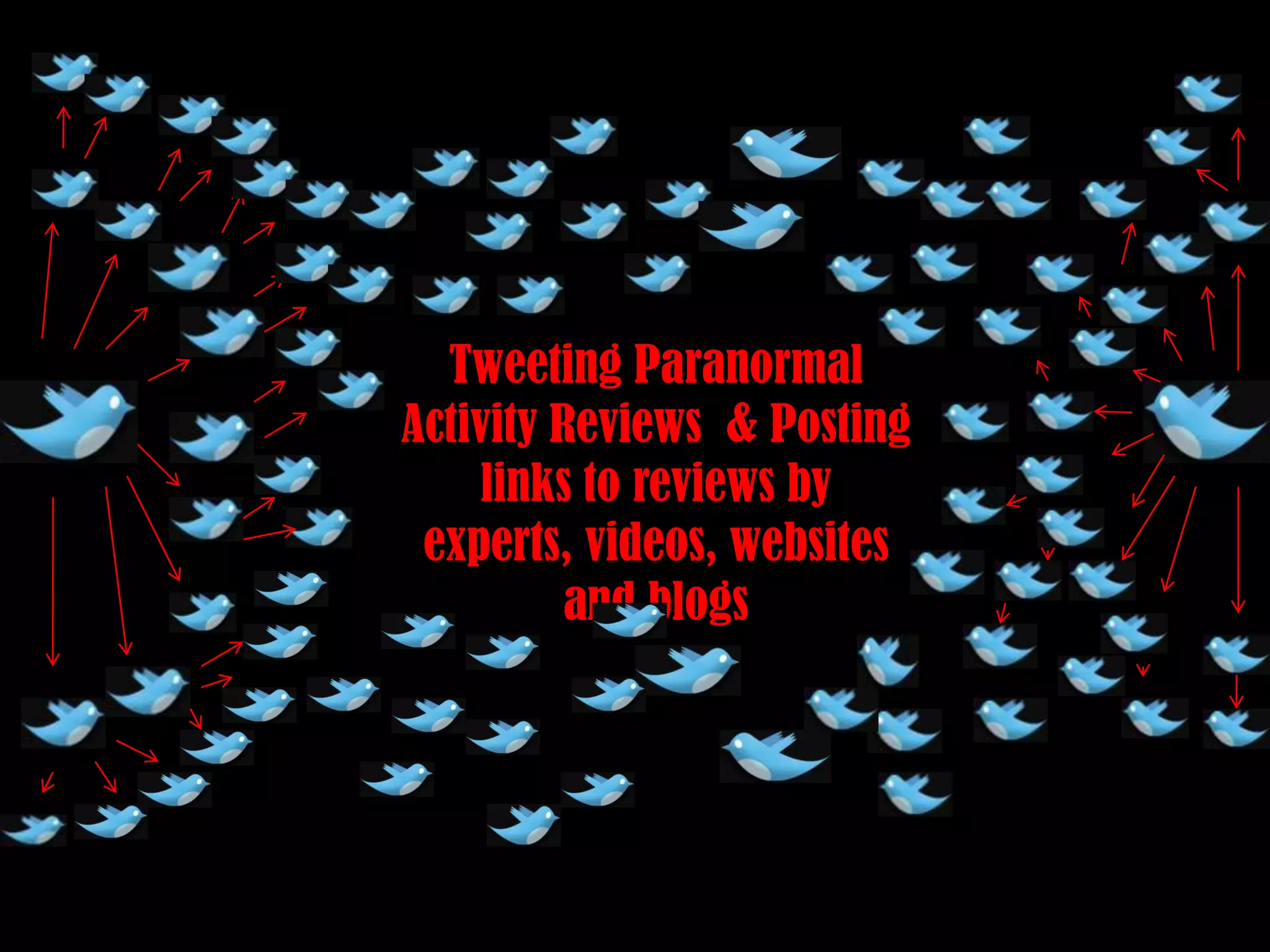 Tweeting Paranormal Activity Reviews & Posting links to reviews by experts, videos, websites and blogs