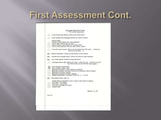 First Assessment Cont.