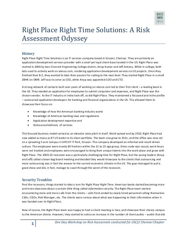 risk assessment strategy case study