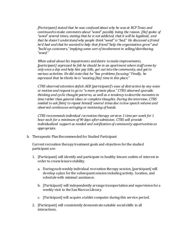 Therapeutic recreation case study example 08 picture