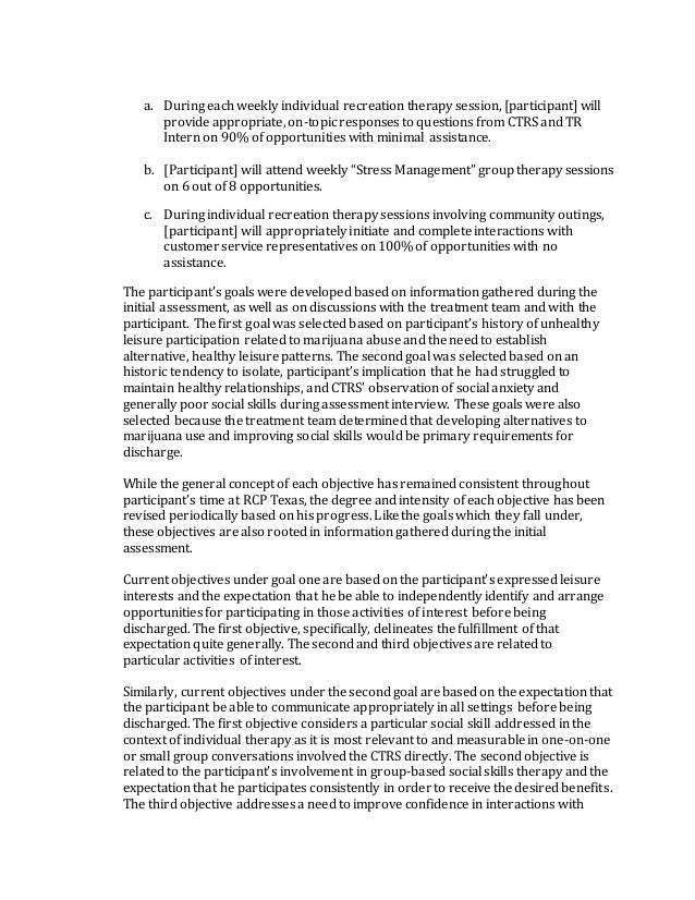 Therapeutic recreation case study example image