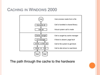 CACHING IN WINDOWS 2000
The path through the cache to the hardware
 