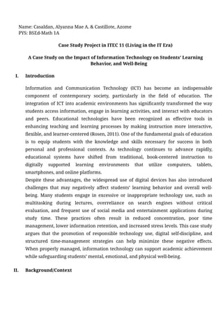 Ict Case Study Examples Case Study that is related to Information technology | DOCX