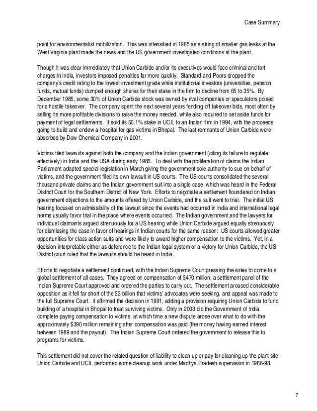 Case study bhopal plant disaster