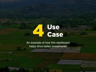 Use 
Case4An example of how this dashboard
helps drive better investments
 