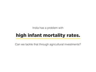India has a problem with
high infant mortality rates.
Can we tackle that through agricultural investments?
 