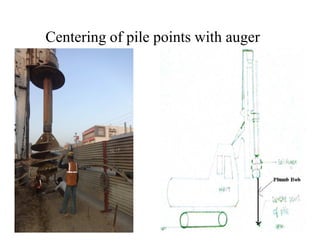 Centering of pile points with auger
 