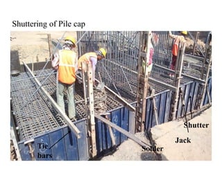 Shuttering of Pile cap
Tie
bars
Shutter
Solder
Jack
 