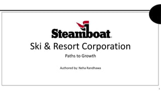 Ski & Resort Corporation
Paths to Growth
Authored by: Neha Randhawa
1
 