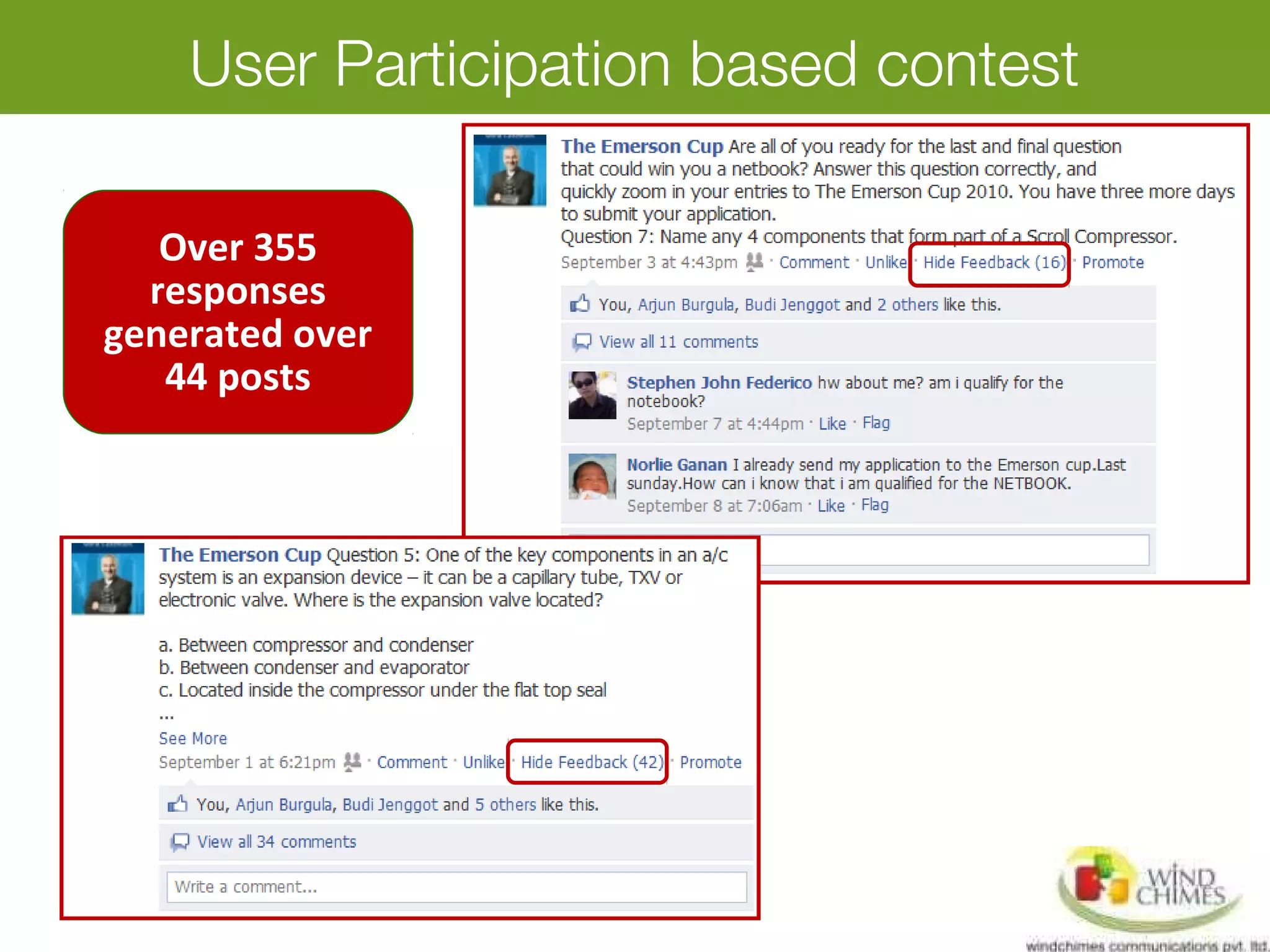 User Participation based contest
Over 355
responses
generated over
44 posts
 