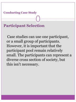 Exploratory (or pilot) Case StudiesThese are condensed case studies performed before implementing a large scale investigation. Their basic       function is to help identify questions and select types of measurement prior to the main investigation.