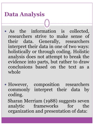 Critical Instance Case StudiesWhat questions to studyWhat data are relevant What datato collect How to analyze that data Robert K. Yin (1993) does offer five basic components of a research design: A study's questions. A study's propositions (if any). A study's units of analysis. The logic linking of the data to the propositions. The criteria for interpreting the findings. 