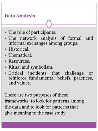 Conducting Case Study     Single or Multi-Modal Approach    To obtain as complete a picture of the participant as possible, case study researchers can employ a variety of methods.     Some common methods include :     interviews, protocol analyses, field studies, and participant-observations.     Emig (1971) chose to use several methods of data collection. Her sources included conversations with the students, protocol analysis, discrete observations of actual composition, writing samples from each student, and school records (Lauer and Asher 1988).