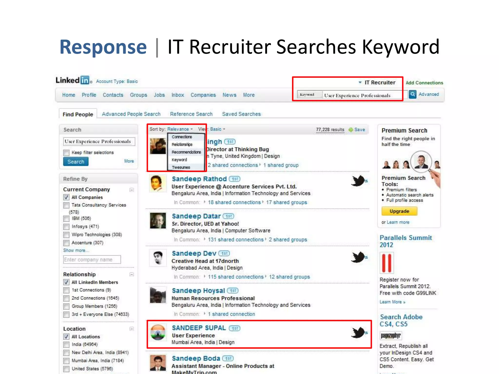 Response | IT Recruiter Searches Keyword
 