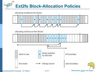 Ext2fs Block-Allocation Policies 
21.51 Silberschatz, Galvin and Gagne 
©2009 
Operating System Concepts – 8th Edition 
 