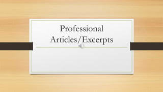 Professional
Articles/Excerpts
 
