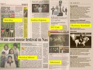 Mid-Day             Indian Express

                                                 Business Standard
                                     HT Cafe




          Mumbai Mirror

                                     Afternoon
 
