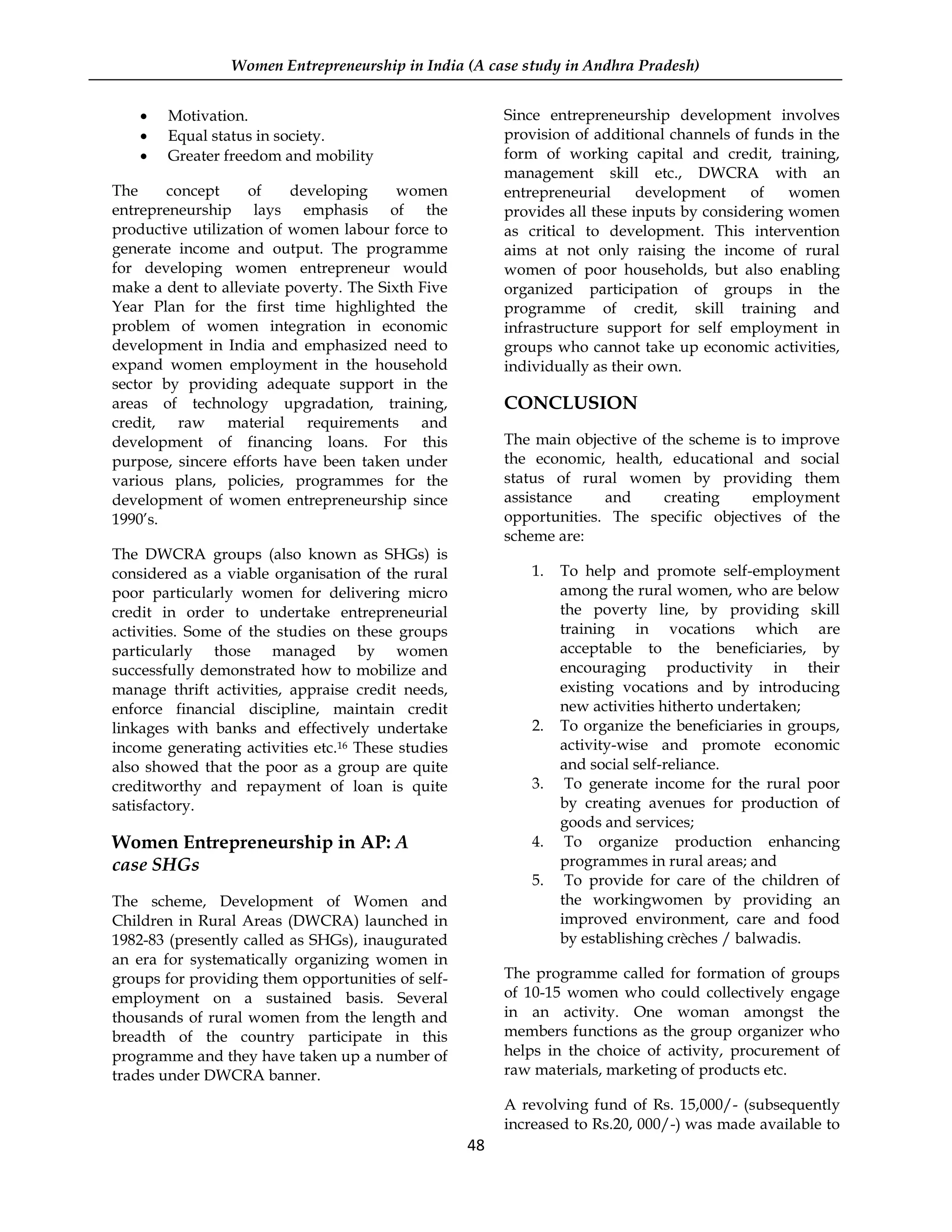WOMEN ENTREPRENEURSHIP IN INDIA (A CASE STUDY IN ANDHRA PRADESH) | PDF