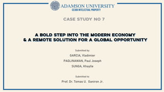 ADAMSON UNIVERSITY
Submitted by:
GARCIA, Vladimier
PAGLINAWAN, Paul Joseph
SUNGA, Khaylle
Submitted to:
Prof. Dr. Tomas U. Ganiron Jr.
CE308 INTELECTUAL PROPERTY
 