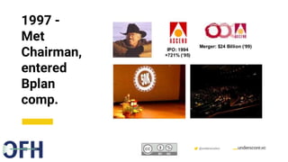 Confidential & Proprietary @underscorevc
1997 -
Met
Chairman,
entered
Bplan
comp.
 