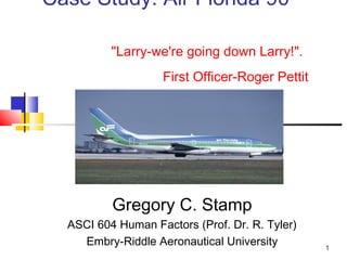 Case Study: Air Florida 90

          "Larry-we're going down Larry!".
                   First Officer-Roger Pettit




          Gregory C. Stamp
  ASCI 604 Human Factors (Prof. Dr. R. Tyler)
    Embry-Riddle Aeronautical University        1
 